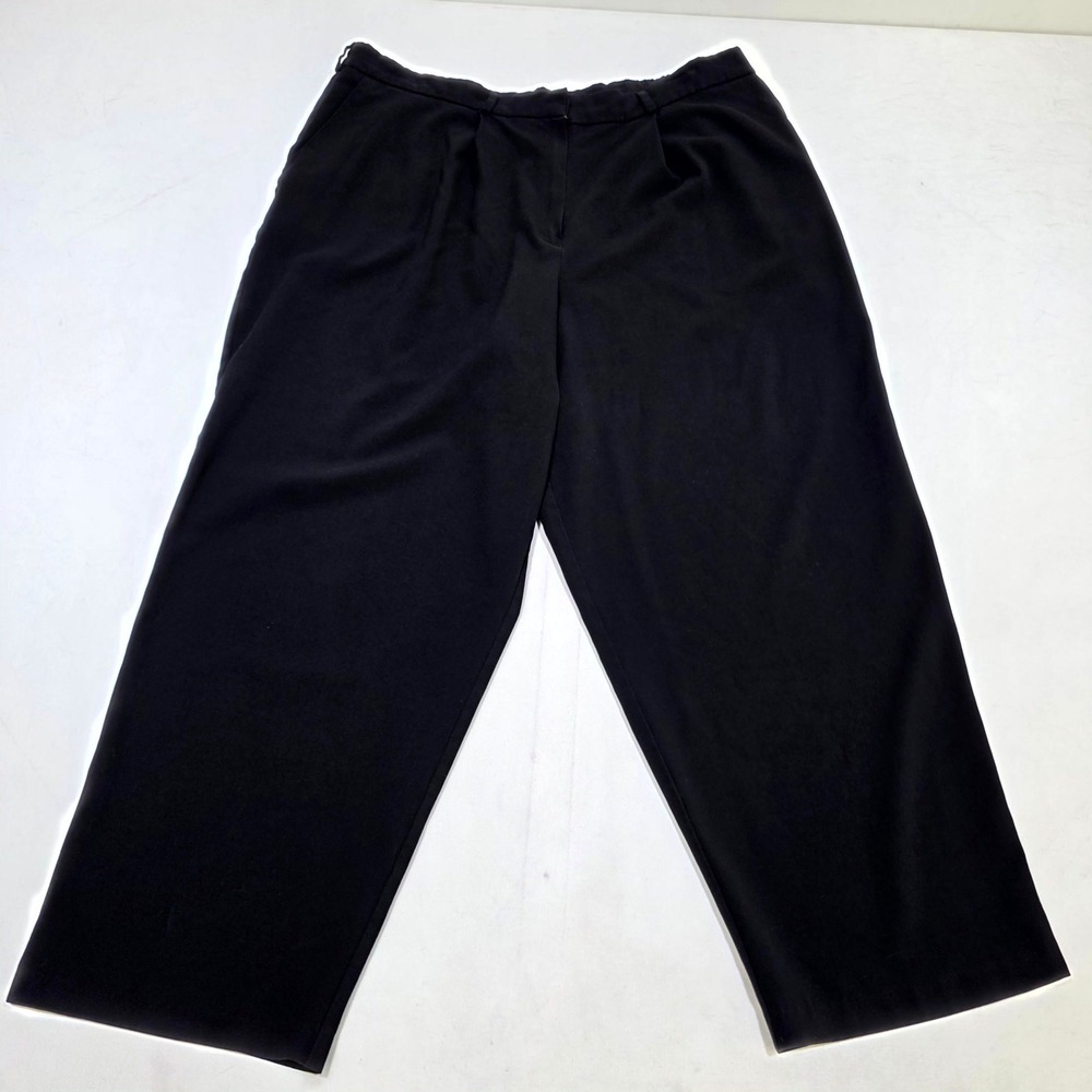 George Dress Pants Womens 20W Black Pleated Wide Leg Stretch Career Trousers
